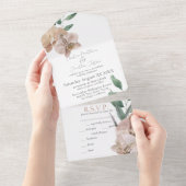 Romantische Wasserfarben All In One Einladung (Abreißen)