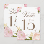 Romantische Wasserfarben-Blumen-Tischnummernkarte Einladung (Vorne/Hinten)