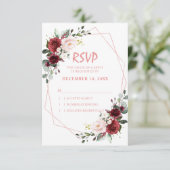 Romantische Wasserfarben Burgundy Rose RSVP Karte (Stehend Vorderseite)