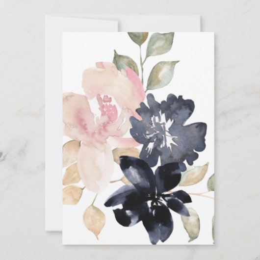 Romantische Wasserfarben Florals Hochzeit Einladung (Rückseite)