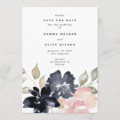 Romantische Wasserfarben Florals Hochzeit Foto Save The Date (Vorderseite)
