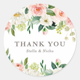Romantische Wasserfarben Frühlingsblut Hochzeit Da Runder Aufkleber