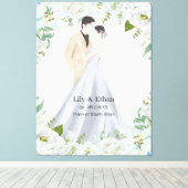 Romantische Wasserfarben-Hochzeit Leinwanddruck (Insitu (Holzboden))
