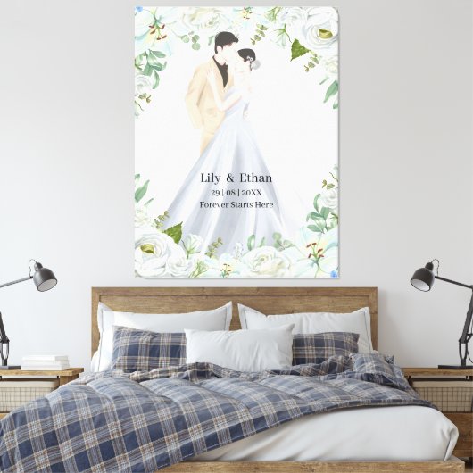 Romantische Wasserfarben-Hochzeit Leinwanddruck (Insitu (Schlafzimmer))