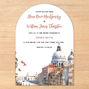 Romantische Wasserfarben Italien Destination Hochz Acryleinladungen