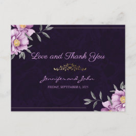 Romantische Wasserfarben Lila Peony Wedding Vielen Postkarte