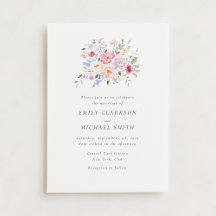 Romantische Wasserfarben Pastel Floral Wedding Inv