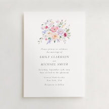 Romantische Wasserfarben Pastel Floral Wedding Inv