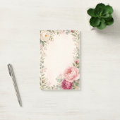 Romantische Wasserfarben-Pfingstrosen-Blumenborder Post-it Klebezettel (Büro)