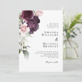 Romantische Wasserfarben-Rose Botanische Hochzeit Einladung (Stehend Vorderseite)