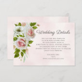 Romantische Wasserfarben Rosen Hochzeitsdetails Begleitkarte (Vorne/Hinten)