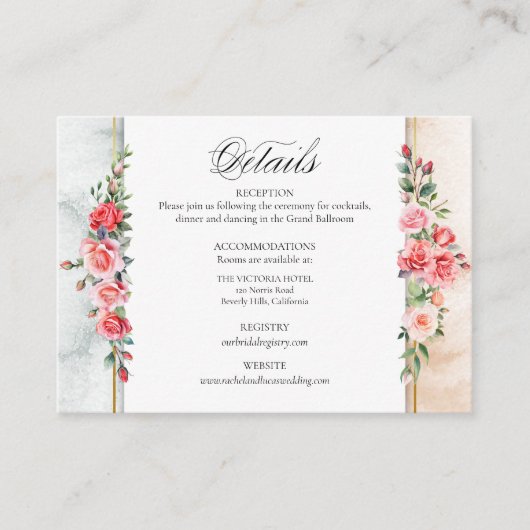 Romantische Wasserfarben Rosen und Kalligraphie Begleitkarte (Vorderseite)