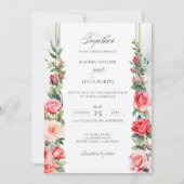 Romantische Wasserfarben Rosen und Kalligraphie Einladung (Vorderseite)