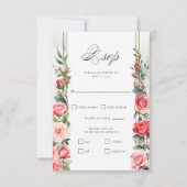 Romantische Wasserfarben Rosen und Kalligraphie RSVP Karte (Vorderseite)