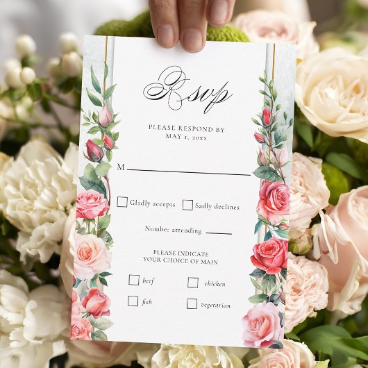 Romantische Wasserfarben Rosen und Kalligraphie RSVP Karte