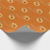 Romantische Wasserfarben Sonnenblumen auf Burnt Or Geschenkpapier (Ecke)