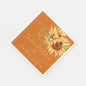 Romantische Wasserfarben Sonnenblumen auf Burnt Or Serviette (Ecke)