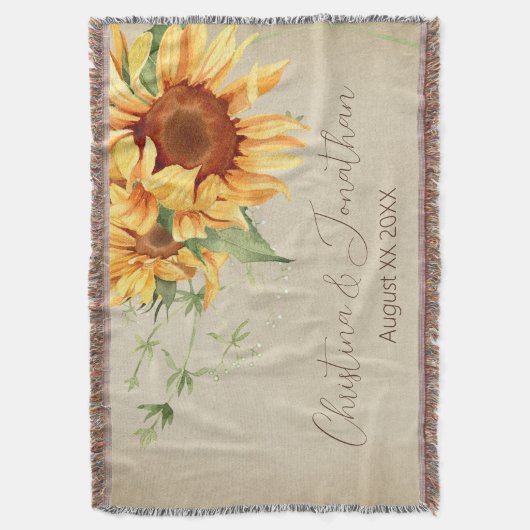 Romantische Wasserfarben Sonnenblumen auf verblass Decke (Vorderseite Vertikal)