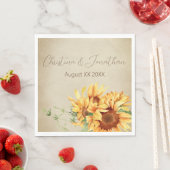 Romantische Wasserfarben Sonnenblumen auf verblass Serviette (Beispiel)