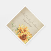 Romantische Wasserfarben Sonnenblumen auf verblass Serviette (Ecke)