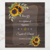 Romantische Wasserfarben Sonnenblumen Hochzeit Hol Weinetikett (Einzelnes Label)