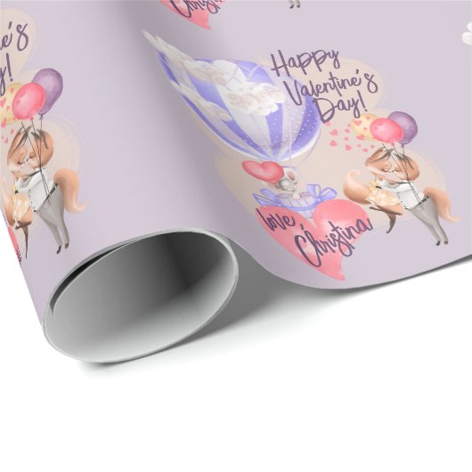 Romantische Wasserfarben - Valentine Liebe Fohlen Geschenkpapier (Rolleneckpunkt)