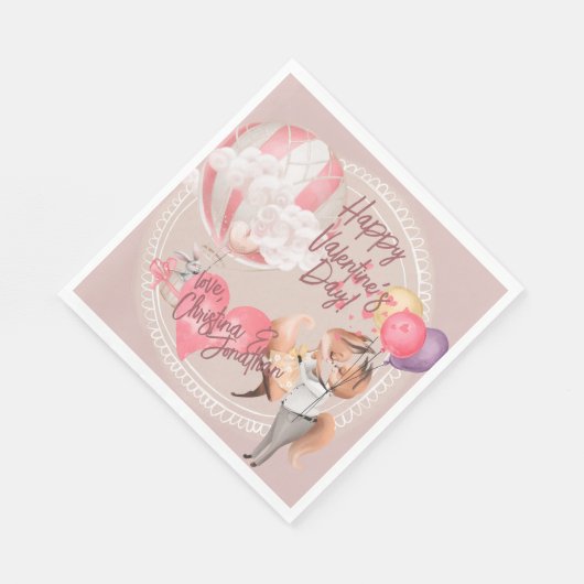 Romantische Wasserfarben - Valentine Liebe Fohlen Serviette (Ecke)