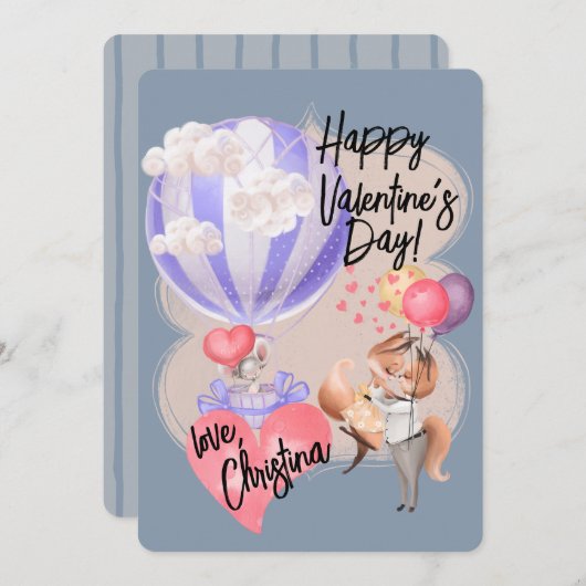 Romantische Wasserfarben - Valentine Liebe Fossil Einladung (Vorne/Hinten)