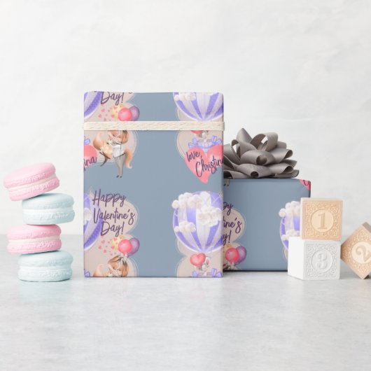 Romantische Wasserfarben - Valentine Liebe Fossil Geschenkpapier (Babyparty)