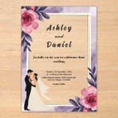 Romantische Wasserfarbenblütenhochzeit Acryleinladungen (Vorderseite)