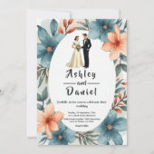 Romantische Wasserfarbenblütenhochzeit Einladung (Vorderseite)