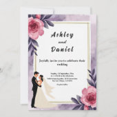 Romantische Wasserfarbenblütenhochzeit Einladung (Vorderseite)