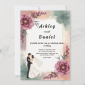 Romantische Wasserfarbenblütenhochzeit Einladung (Vorderseite)