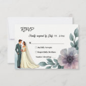 Romantische Wasserfarbenblütenhochzeit RSVP Karte (Vorderseite)