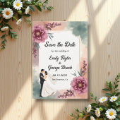 Romantische Wasserfarbenblütenhochzeit Save The Date