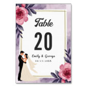 Romantische Wasserfarbenblütenhochzeit Tischnummer (Rückseite)