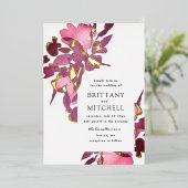 Romantische Wasserfarbenflorenplatte Gold Folieneinladung (Stehend vorne)