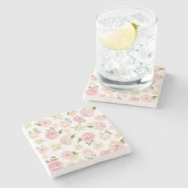 Romantische Wasserfarbenfrohe Blütenstände Muster  Steinuntersetzer (Seitenansicht)