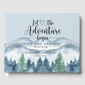 Romantische Wasserfarbengebirge Bäume Hochzeit Gästebuch (Vorderseite)