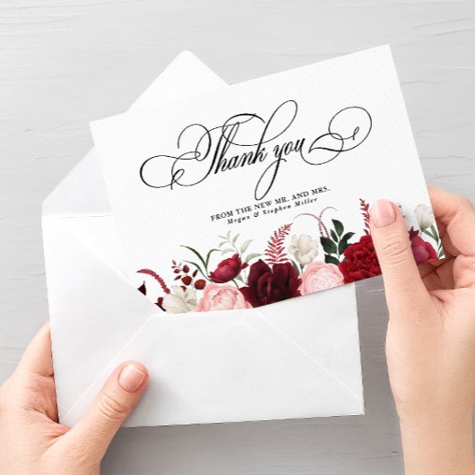 Romantische Wasserfarbenhochzeit Dankeskarte