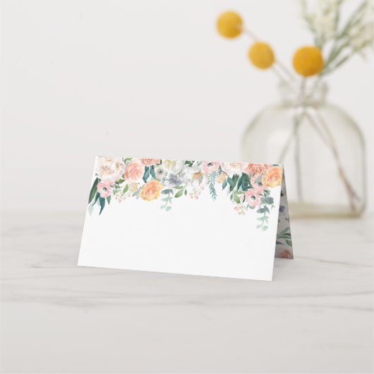 Romantische Wasserfarbenhochzeit geklappte Platzka Platzkarte (Rückseite)