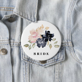 Romantische Wasserfarbennacht Florals Wedding Brid Button
