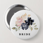 Romantische Wasserfarbennacht Florals Wedding Brid Button (Vorne & Hinten)