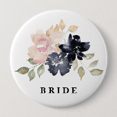 Romantische Wasserfarbennacht Florals Wedding Brid Button (Vorderseite)