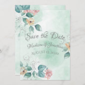 Romantische Wasserfarbschrift Save The Date (Vorne/Hinten)