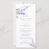 Romantische Watercolor Lavendel Wedding Menü (Vorderseite)
