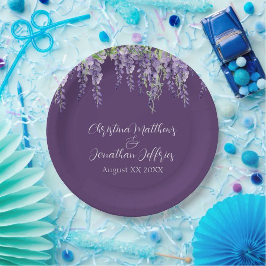 Romantische Watercolor Wisteria The Dark Lila Pappteller (Party)