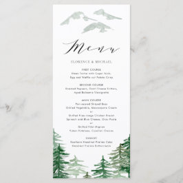 Romantische Watercolor Woodland Wedding Menu Card Menükarte