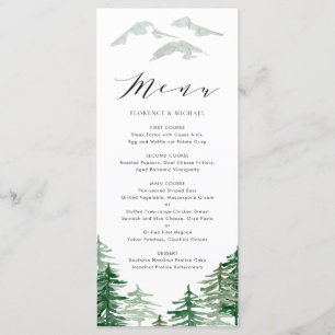 Romantische Watercolor Woodland Wedding Menu Card Menükarte