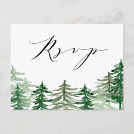 Romantische Watercolor Woodland Wedding RSVP Postc Einladungspostkarte